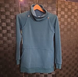 Latched Mama Teal Cowl Neck Nursing / Carrying Sweater